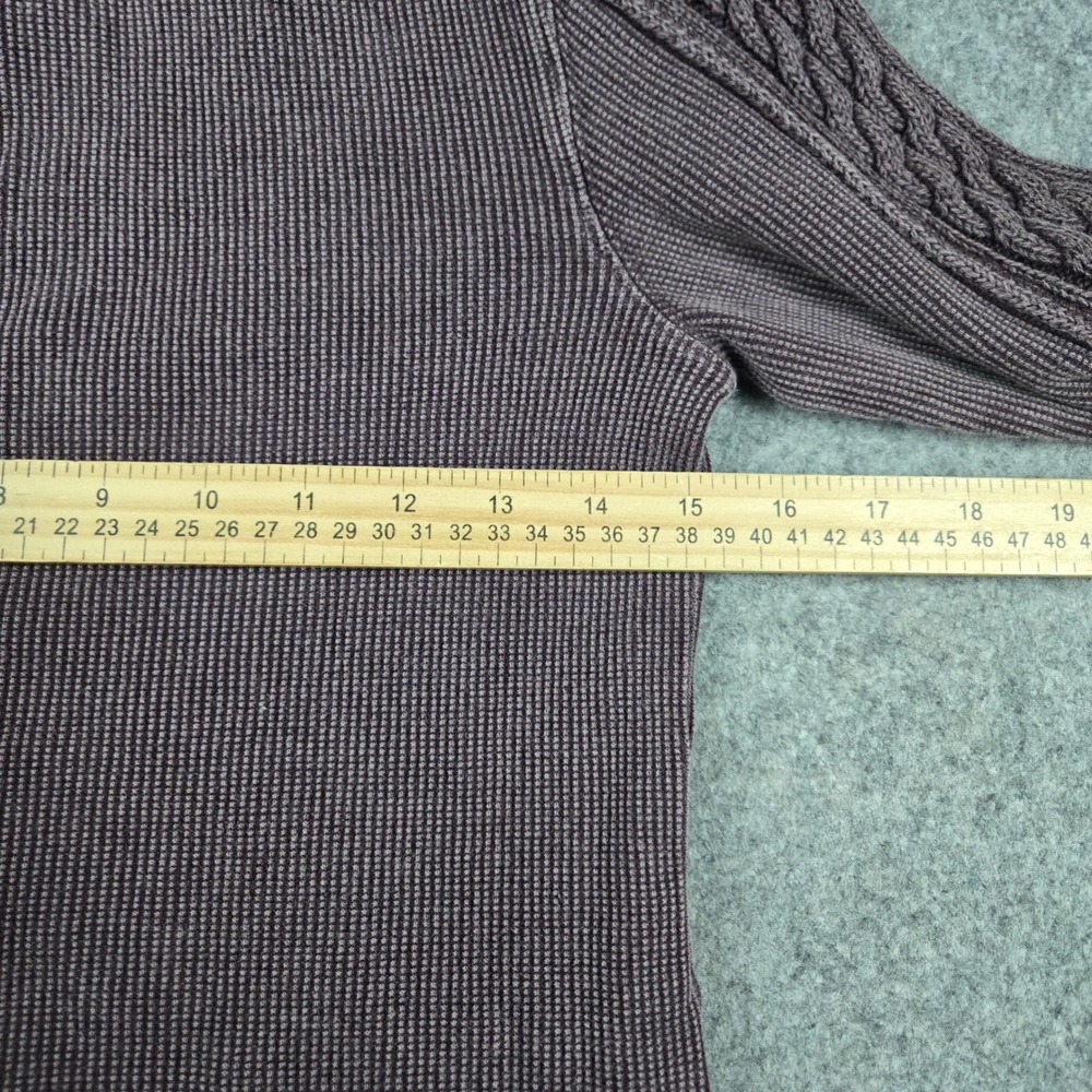 We The Free Free People Thermal Top Womens Medium Purple Cable Knit Long Sleeve - Picture 6 of 8